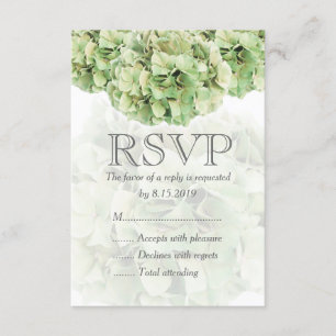 Tarjeta RSVP de boda verde de hidrangea