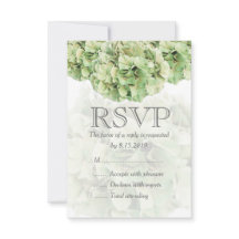 Tarjeta RSVP de boda verde de hidrangea