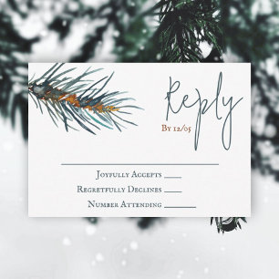 Tarjeta RSVP de Boda Verde de Invierno