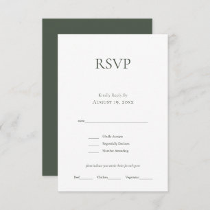 Tarjeta RSVP de Boda Verde de Monograma minimalist