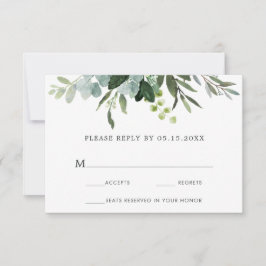 Tarjeta RSVP de Boda Verde Eucalyptus