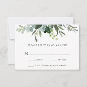 Tarjeta RSVP de Boda Verde Eucalyptus