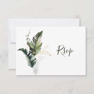 Tarjeta RSVP de Boda Verde Foliage Tropical