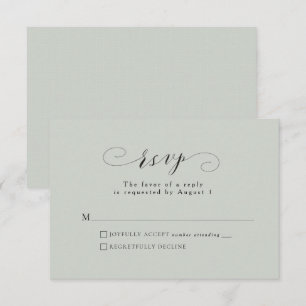 Tarjeta RSVP de boda verde formal elegante