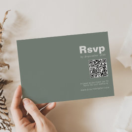 Tarjeta RSVP de Boda Verde Formal minimalista