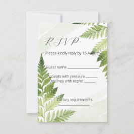 Tarjeta RSVP de boda verde minimalista