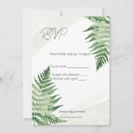 Tarjeta RSVP de boda verde minimalista