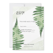 Tarjeta RSVP de boda verde minimalista