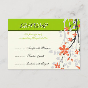 Tarjeta RSVP de boda verde naranja lime