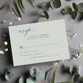 Tarjeta RSVP de boda verde para el bosque simple