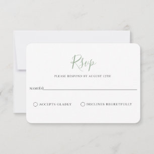 Tarjeta RSVP de Boda Verde Sage minimalista