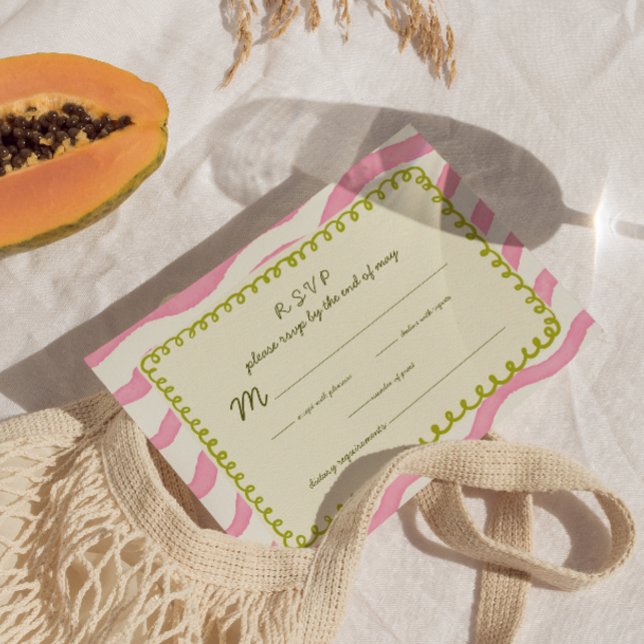 Tarjeta RSVP de Boda Verde y Rosa Moderna (Subido por el creador)