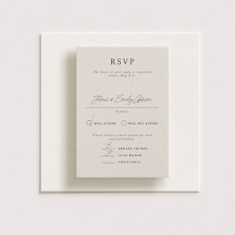 Tarjeta RSVP de boda vertical formal Parker