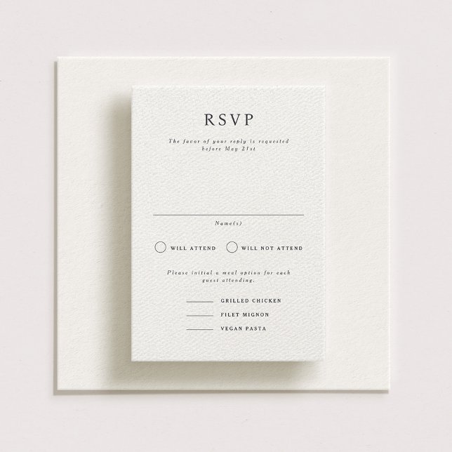 Tarjeta RSVP de boda vertical formal Parker (Subido por el creador)