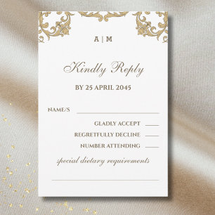 Tarjeta RSVP de Boda Victoriana Ornate Monograma