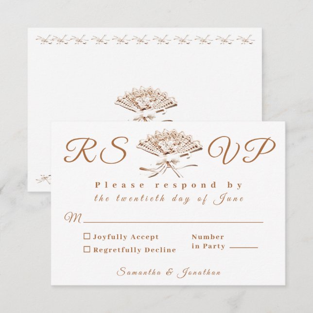 Tarjeta RSVP de boda victoriana tradicional (Anverso / Reverso)