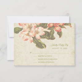 Tarjeta RSVP de Boda Vintage de Apple Blossom Wedd