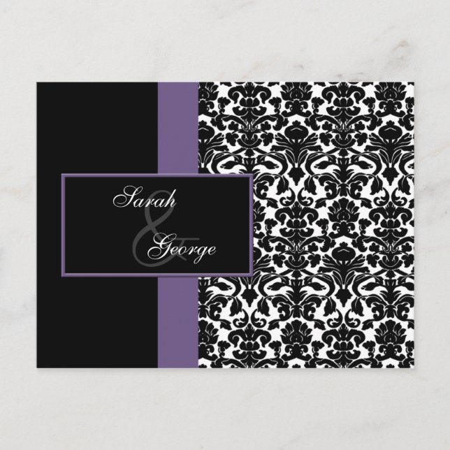 tarjeta rsvp de boda violeta (Anverso)