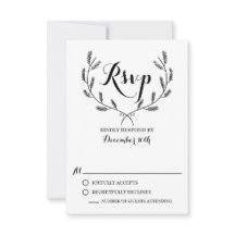 Tarjeta RSVP de Boda Wreath de invierno brillante