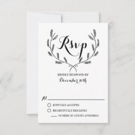 Tarjeta RSVP de Boda Wreath de invierno brillante