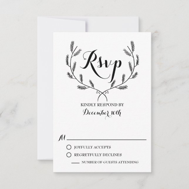 Tarjeta RSVP de Boda Wreath de invierno brillante  (Anverso)