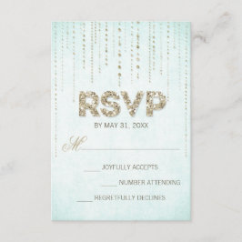 Tarjeta RSVP de Boda y Purpurina de oro
