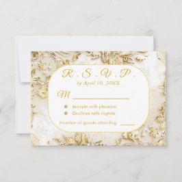 Tarjeta RSVP de Bodas Clásicas con Bloom Dorado