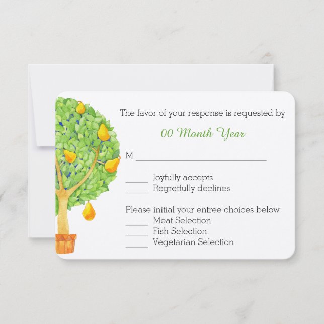 Tarjeta RSVP de bodas de árbol perverso (Anverso)