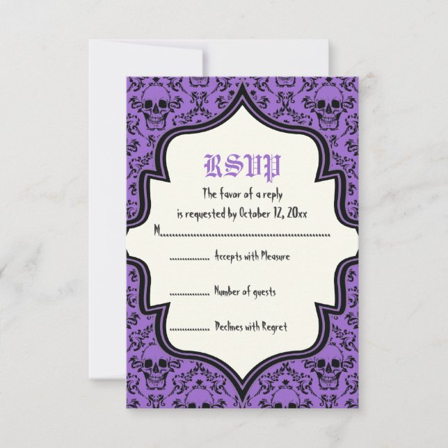 Tarjeta RSVP de bodas de bodas de Halloween (Anverso)