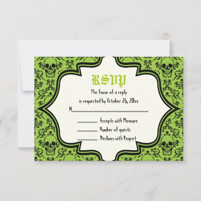 Tarjeta RSVP de bodas de bodas de Halloween (Anverso)