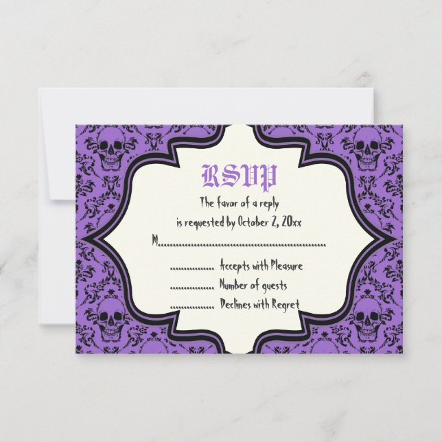 Tarjeta RSVP de bodas de bodas de Halloween (Anverso)