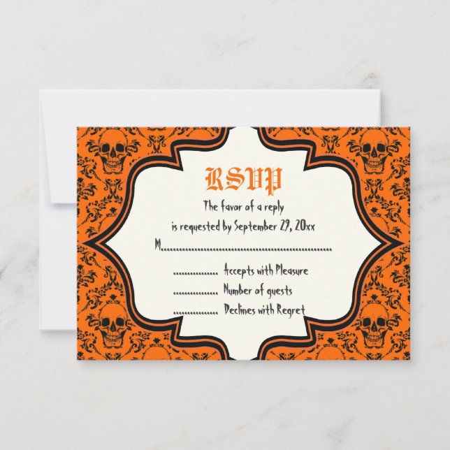 Tarjeta RSVP de bodas de bodas de Halloween (Anverso)