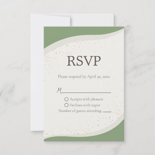 Tarjeta RSVP de bodas de bodas de Sage Green Abstr (Anverso)