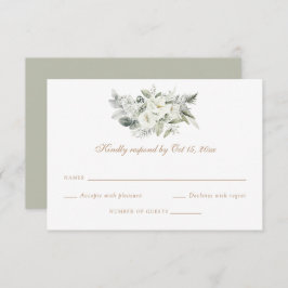 Tarjeta RSVP de bodas de bodas de verde floral bla