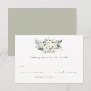 Tarjeta RSVP de bodas de bodas de verde floral bla