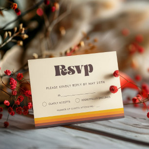 Tarjeta RSVP de bodas de colores vintage de los añ