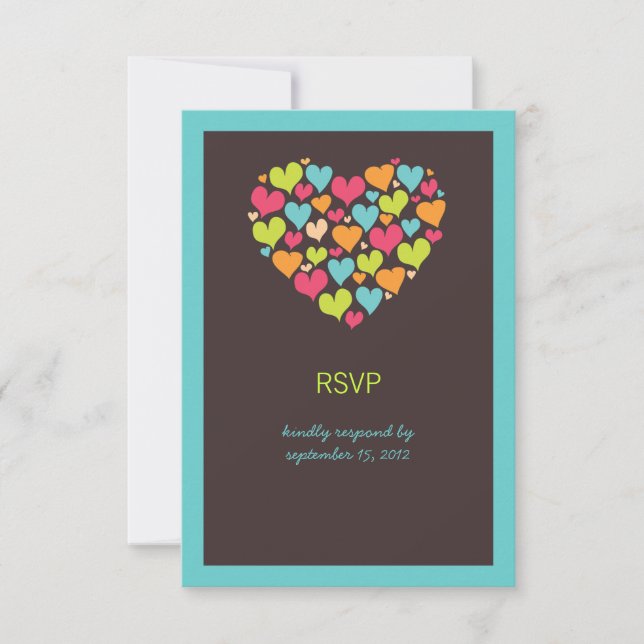 Tarjeta RSVP de bodas de corazón (Anverso)