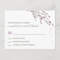 Tarjeta RSVP de bodas de floración - Plum
