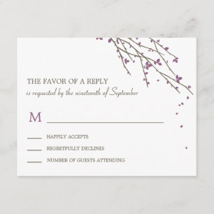 Tarjeta RSVP de bodas de florecimiento - Plum