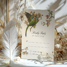 Tarjeta RSVP de bodas de loro tropical
