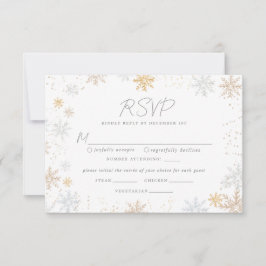 Tarjeta RSVP de bodas de nieve con opción de comid