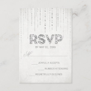 Tarjeta RSVP de bodas de Purpurina plateado