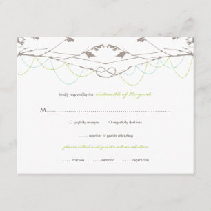 Tarjeta RSVP de bodas de ramas de árboles de amor 