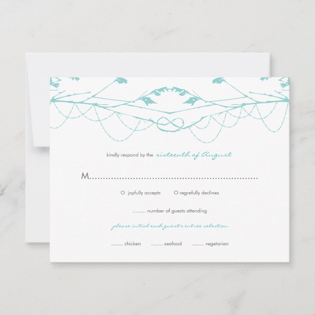 Tarjeta RSVP de bodas de ramas de árboles de amor  (Anverso)