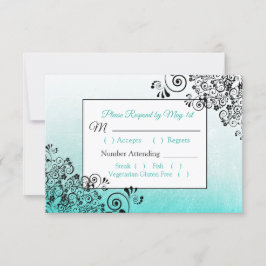 Tarjeta RSVP de bodas de textura verde azuladas de