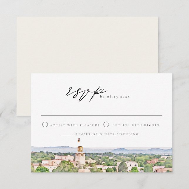 Tarjeta RSVP de bodas en línea aérea SANTA FE Nuev (Anverso / Reverso)