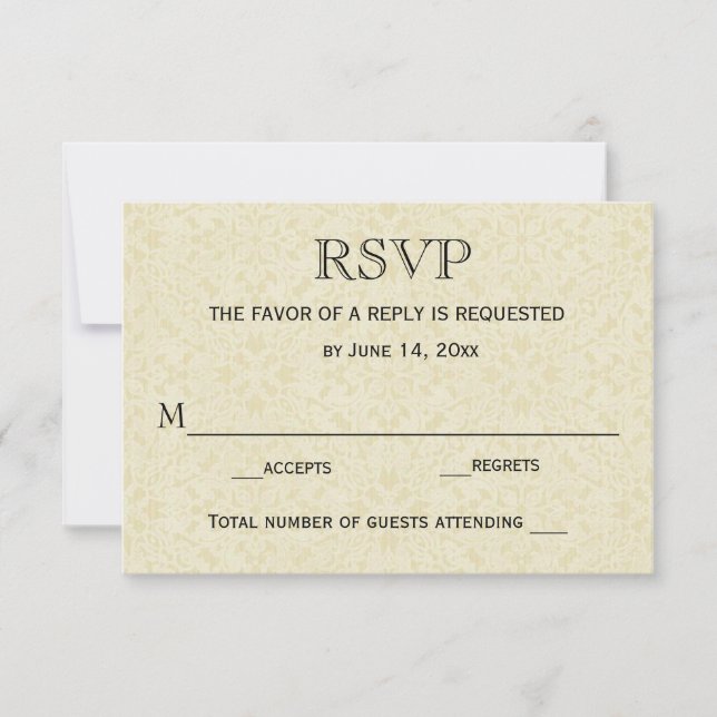 Tarjeta RSVP de bodas/encaje de cruces (Anverso)