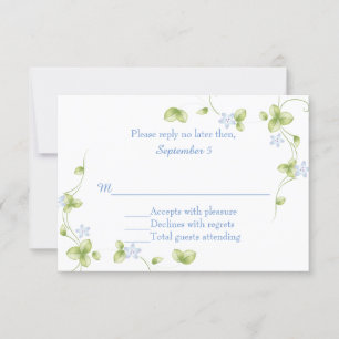 Tarjeta RSVP de Bodas Florales Azules Boda