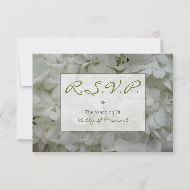 Tarjeta RSVP de bodas - Hidrángulos blancos (Anverso)
