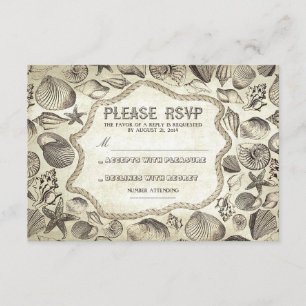 tarjeta RSVP de bodas náuticas de playa vintage